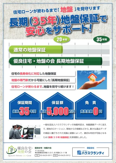 長期(35年)地盤保証で安心をサポート